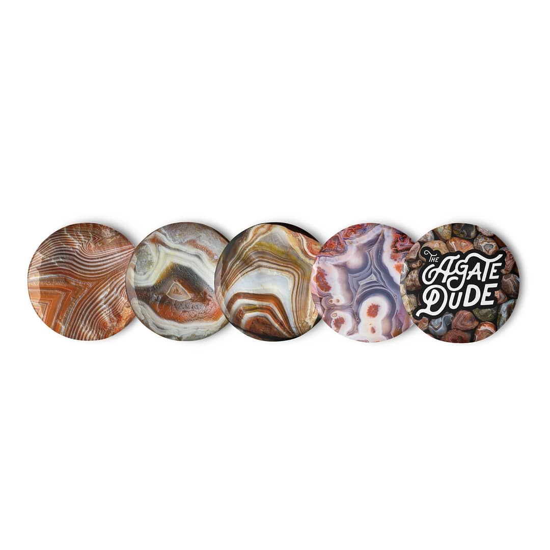 Lake Superior Agate Set of pin buttons
